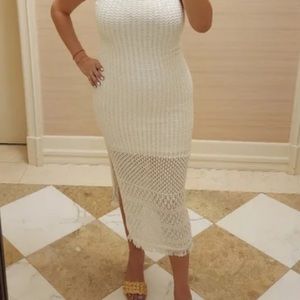 New Tahari white crochet midi dress Cover up